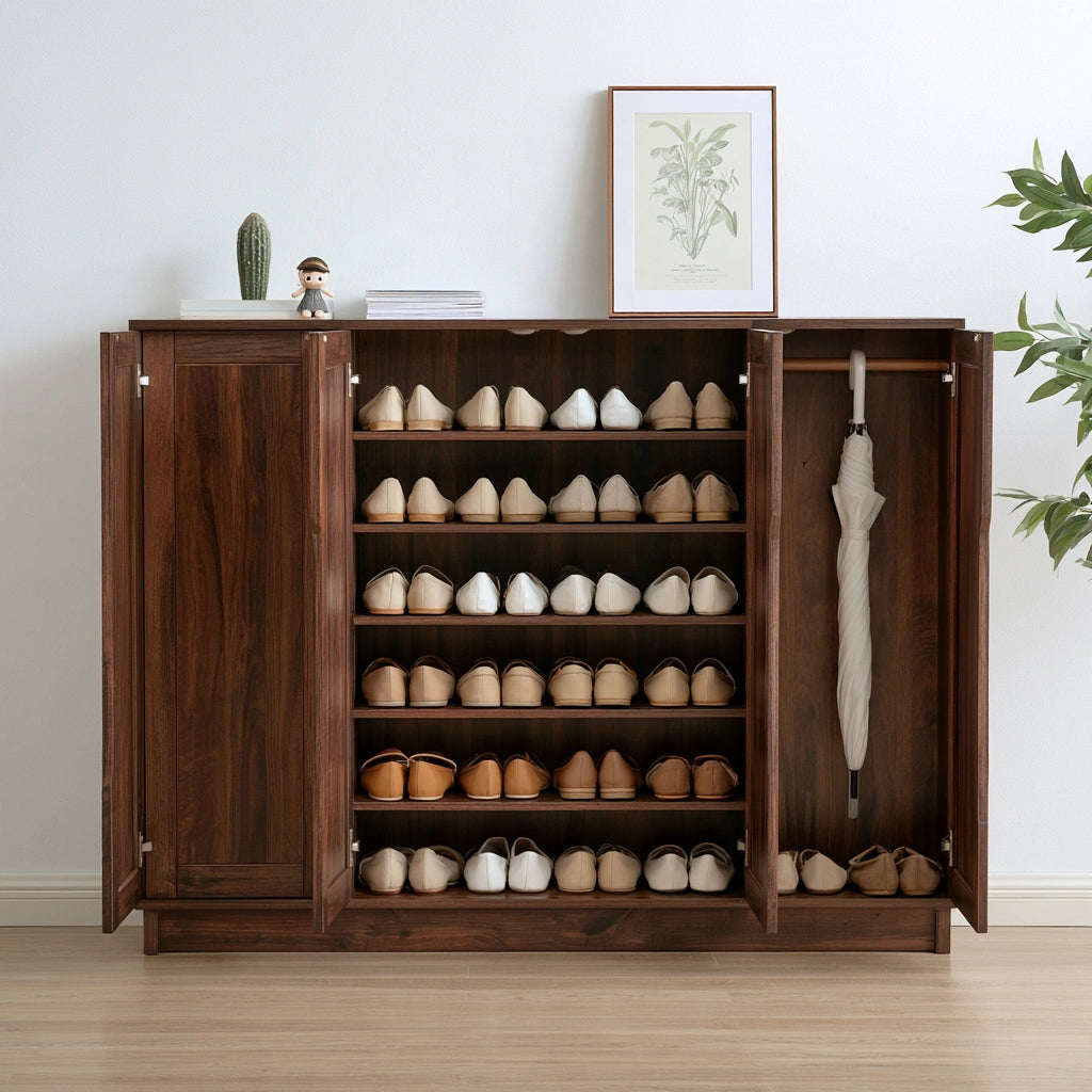 Meuble à chaussures en bois, coloris brun naturel