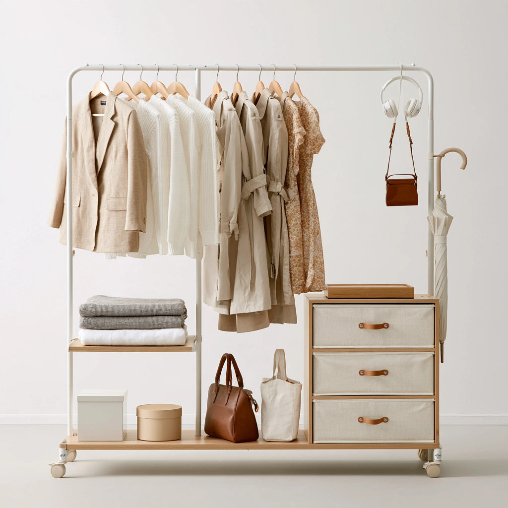 Armoire de rangement en métal sur roulettes, coloris blanc