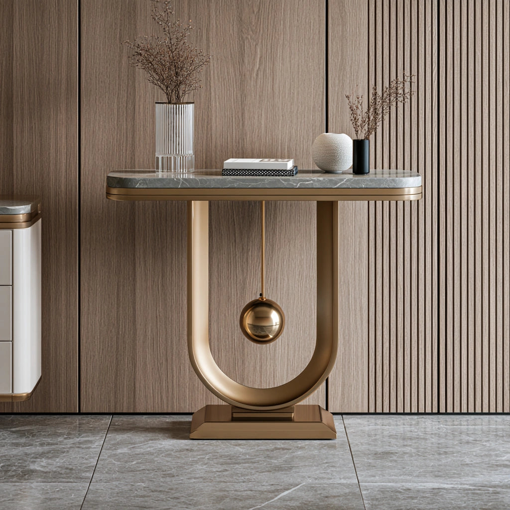 Console d'entrée aux lignes épurées, coloris gris