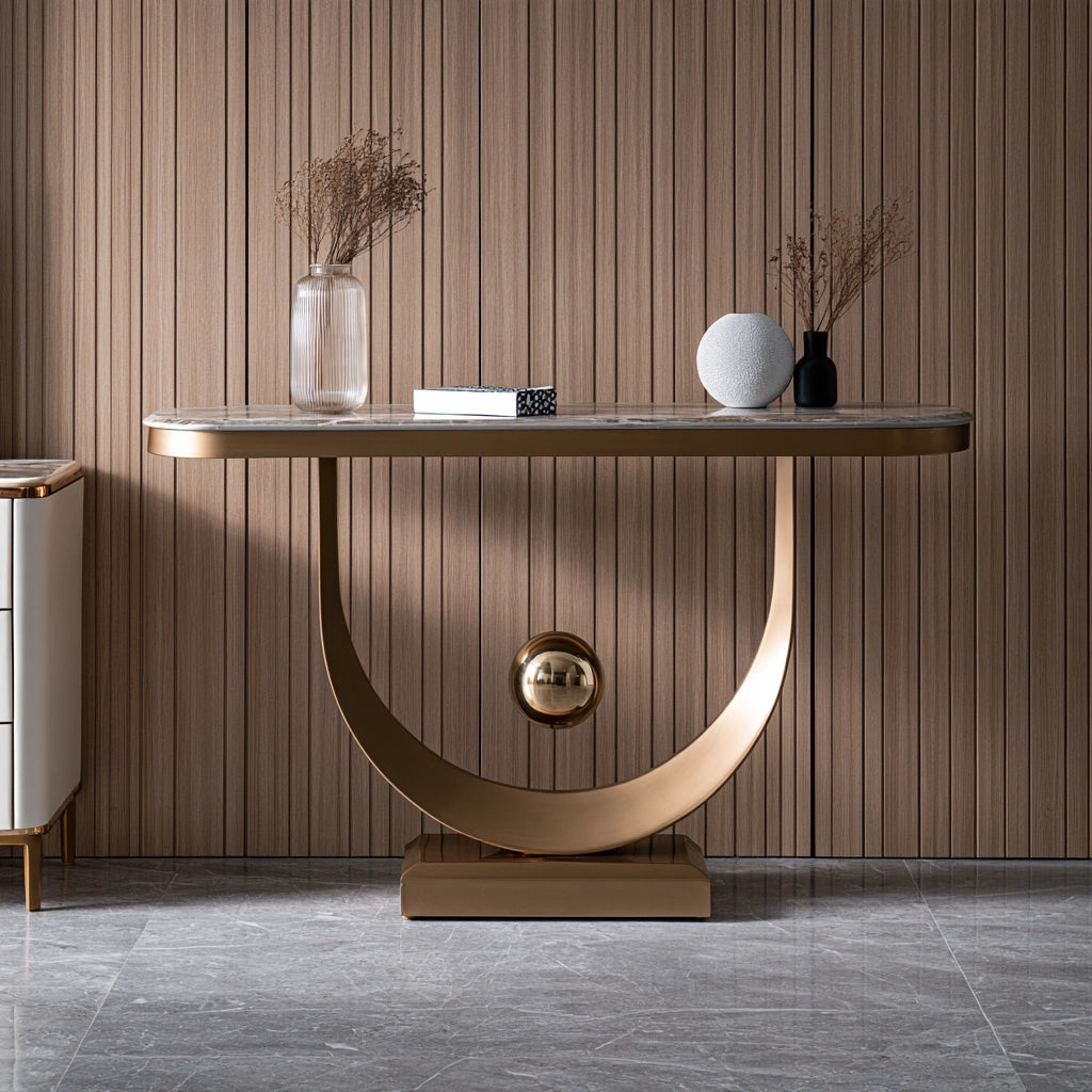 Console d'entrée aux lignes épurées, coloris gris