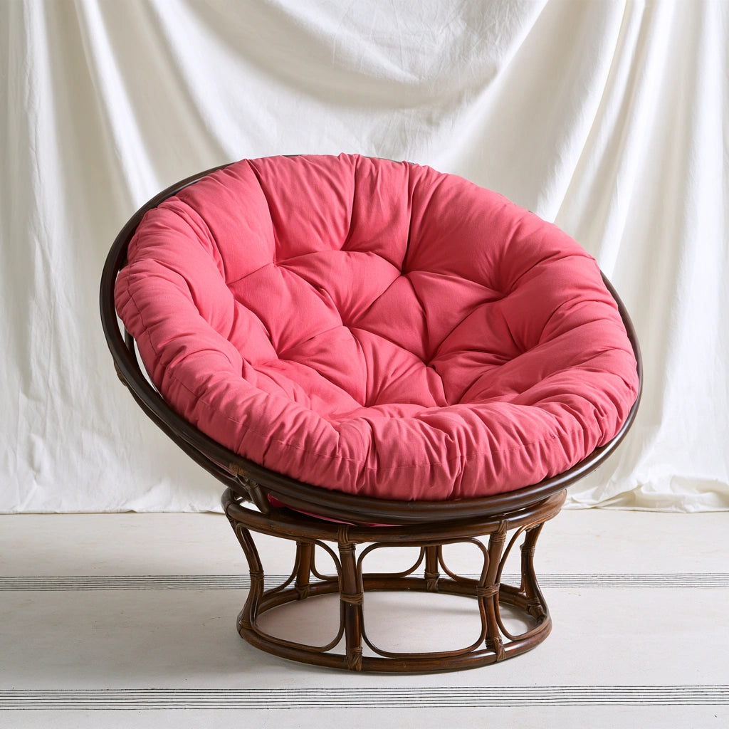 Fauteuil papasan aux lignes épurées, coloris rose